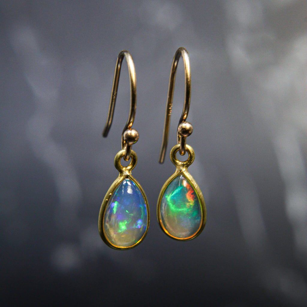 Opal earrings in 18k gold by Margaret Solow