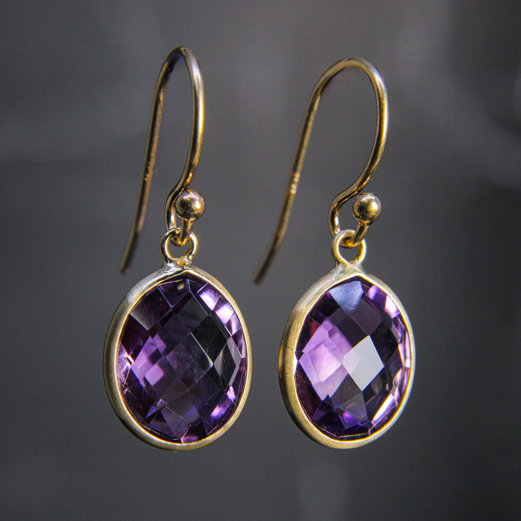 Amethyst earrings earrings in 18k gold by Margaret Solow