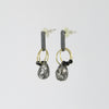 Mini tangle earrings with tourmalinated quartz and spinel in sterlng silver and 18kt gold by Heather Guidero