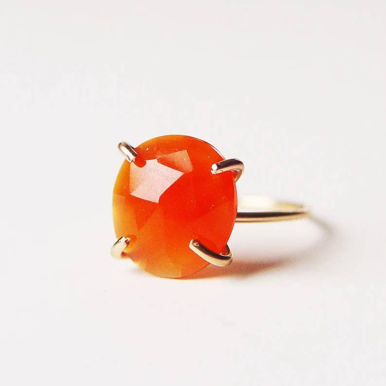 Orange Carnelian Rose Cut 14k Gold Filled Ring by Friedasophie