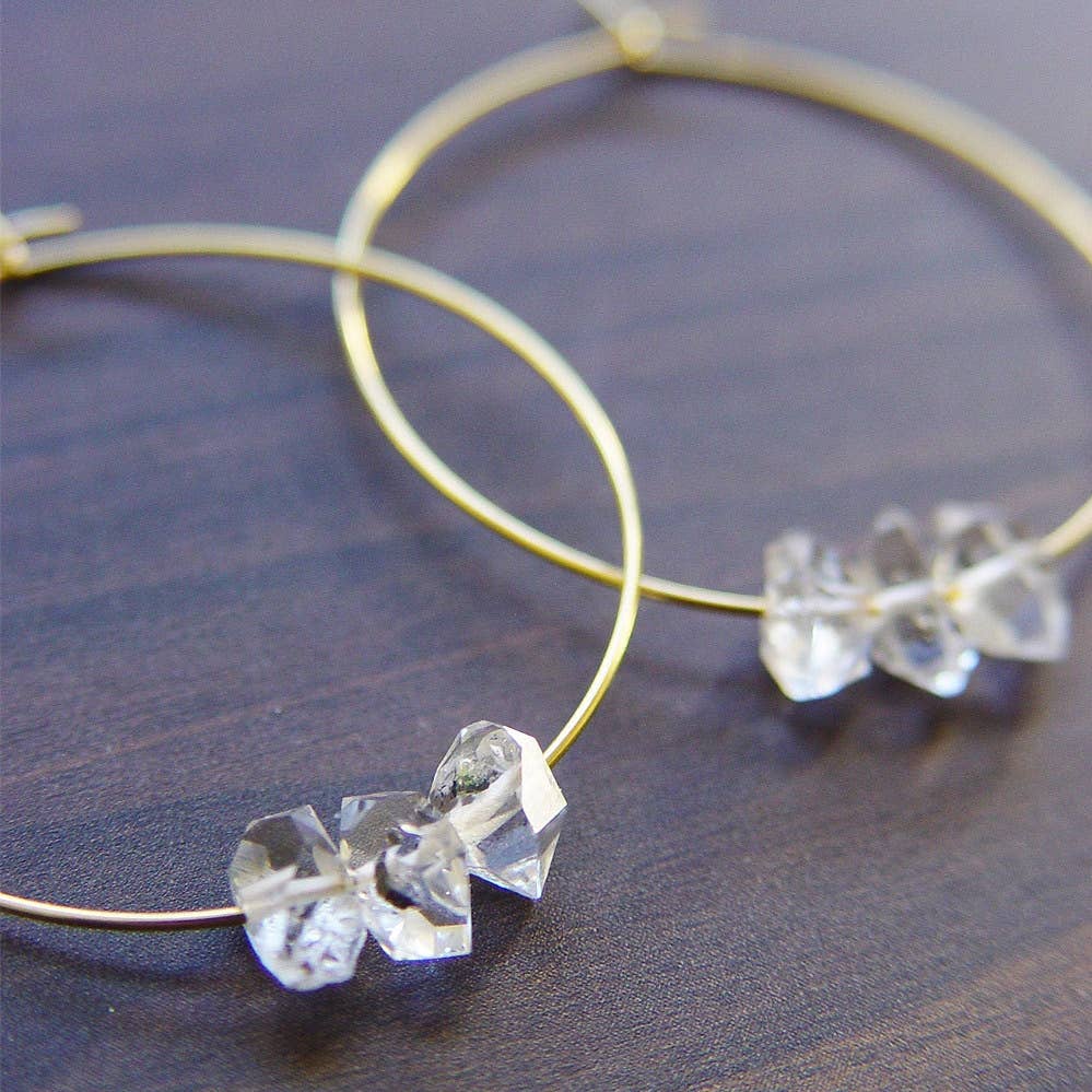 Triple Herkimer 14k Gold Filled Hoop Earrings by Friedasophie