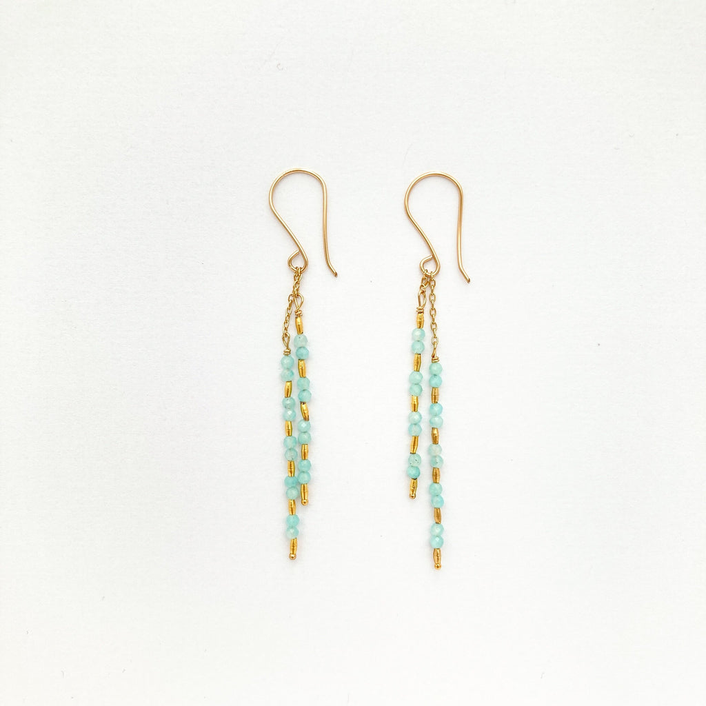 Amazonite and Gold Vermeil Sticks Earring by Debbie Fisher