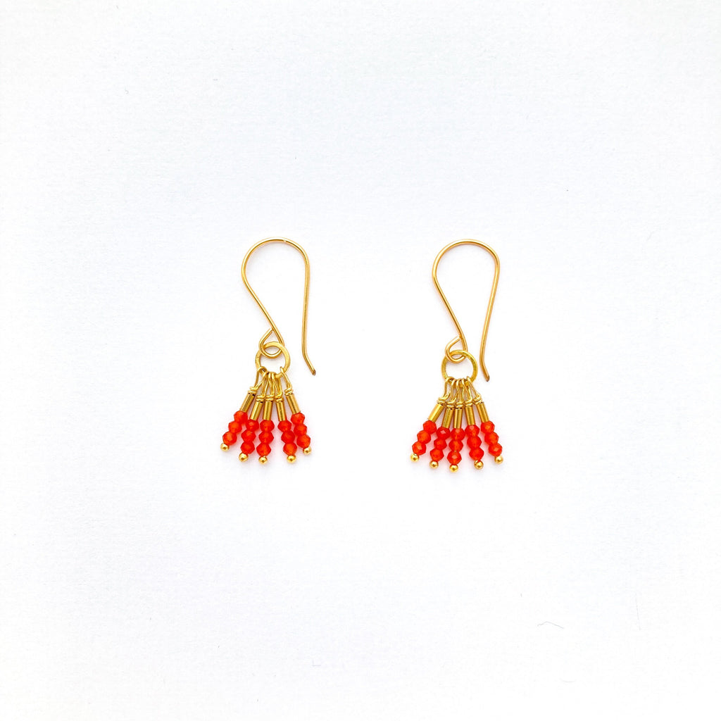 Carnelian Gold Vermeil Beaded Earring by Debbie Fisher