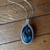 Large blue labradorite with sterling silvermount and swirls