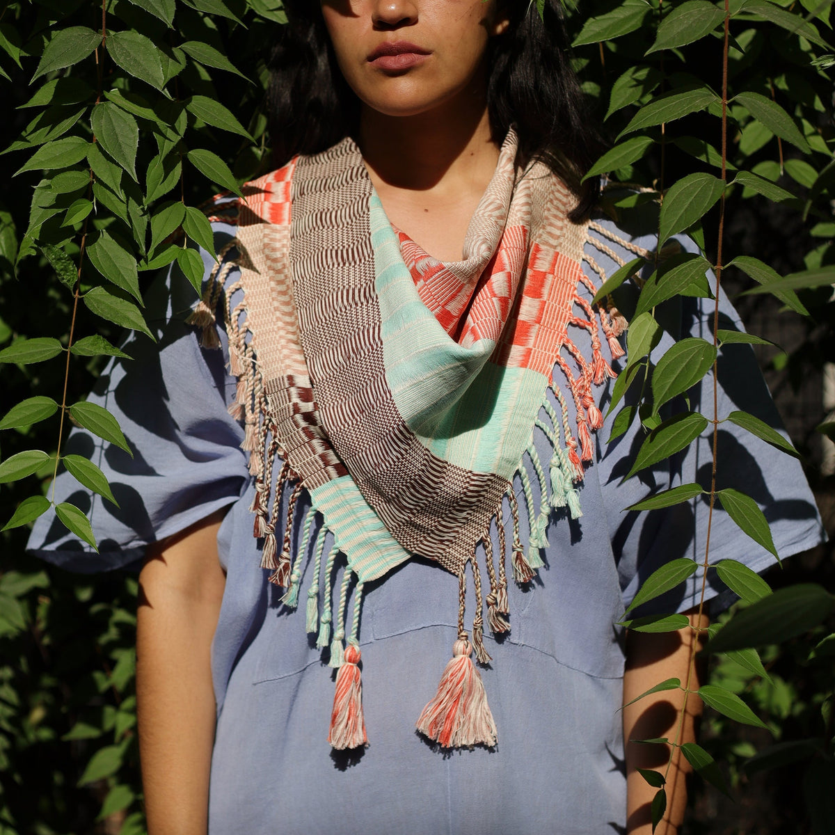 NEW! Handwoven Scarf Cotton Textile by LUZ Collection– Fire Opal