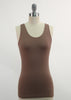 Brown tank top on a mannequin against a white background