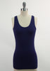 Navy blue tank top on a mannequin against a white background