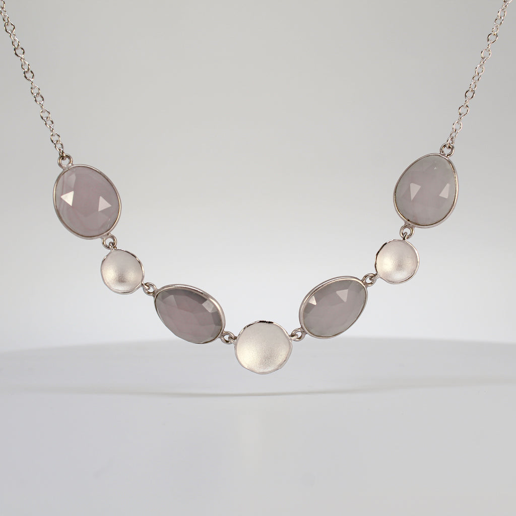 Stepping stone necklace with lavender blue quartz in sterling silver by sarah richardson