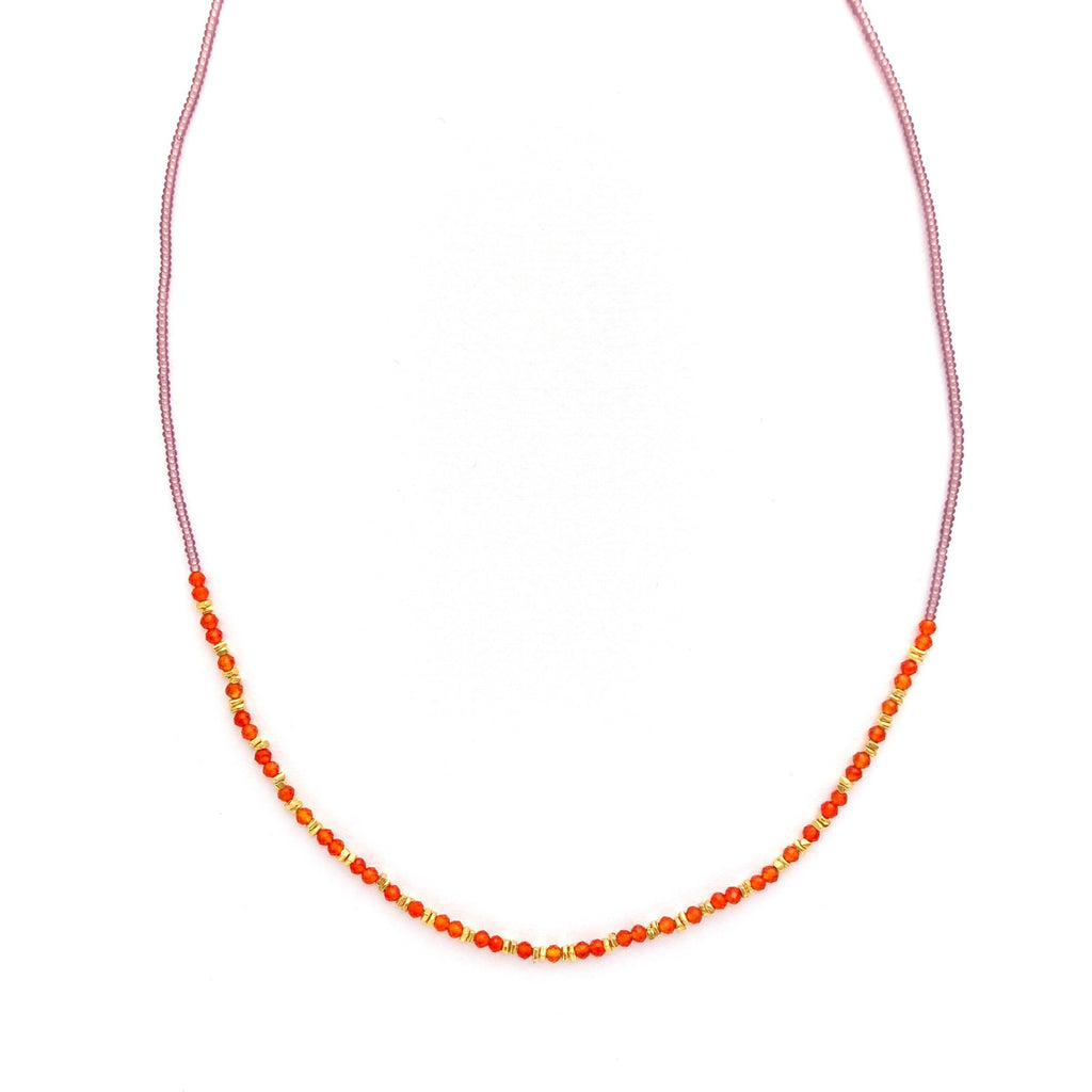 Carnelian and Seed Bead Necklace by Debbie Fisher– Fire Opal Company