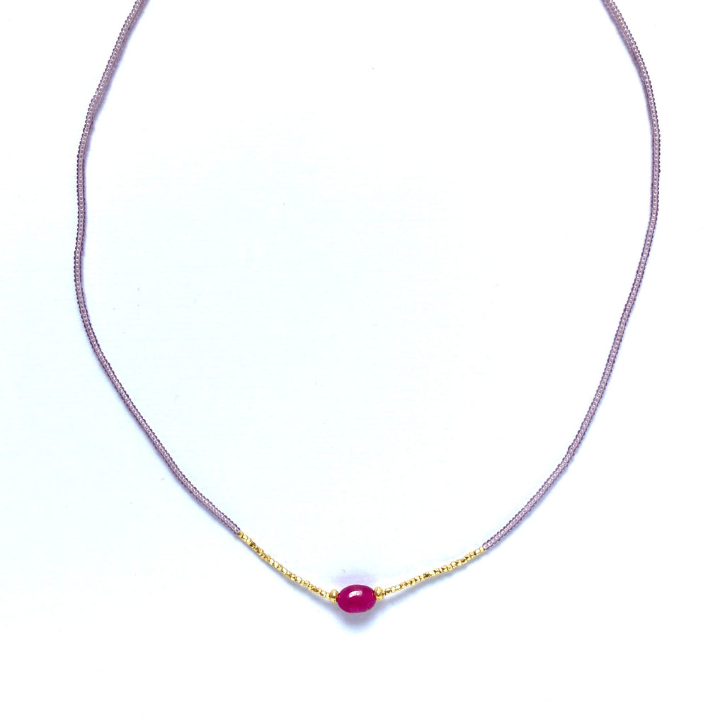 Stunning Mirabelle Pink Tourmaline and Ruby White Gold Necklace