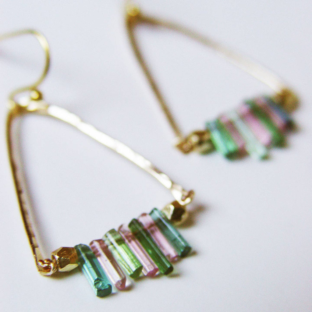 Watermelon Tourmaline 14k Gold Filled Dangle Earrings by Friedasophie