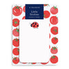 Pack of post-it notes with tomato design and ladybug on a white background