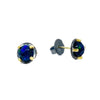 Carved 8mm black opal studs in sterling silver and 18kt gold by Heather Guidero