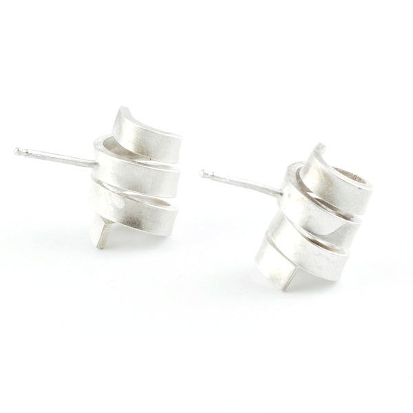 Small Ribbon Post Earrings by Rina Young - Fire Opal