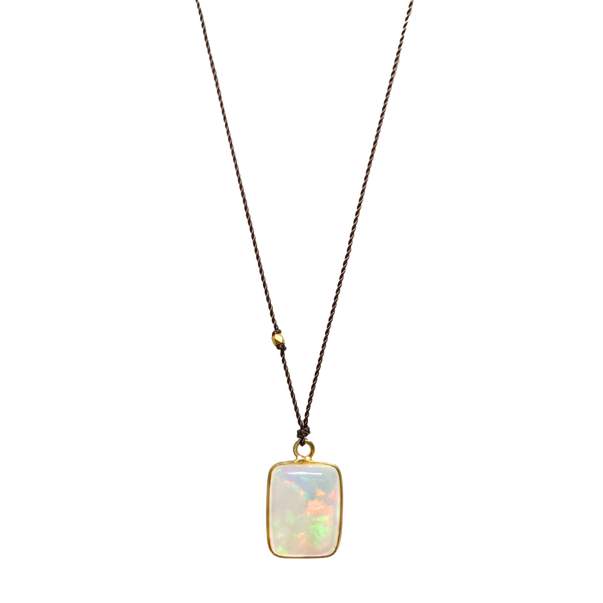 Margaret Solow Fire Opal and and Pink Sapphire 18K Gold Necklace Yellow