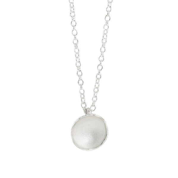 Sterling silver necklace with a delicate silver pod pendant