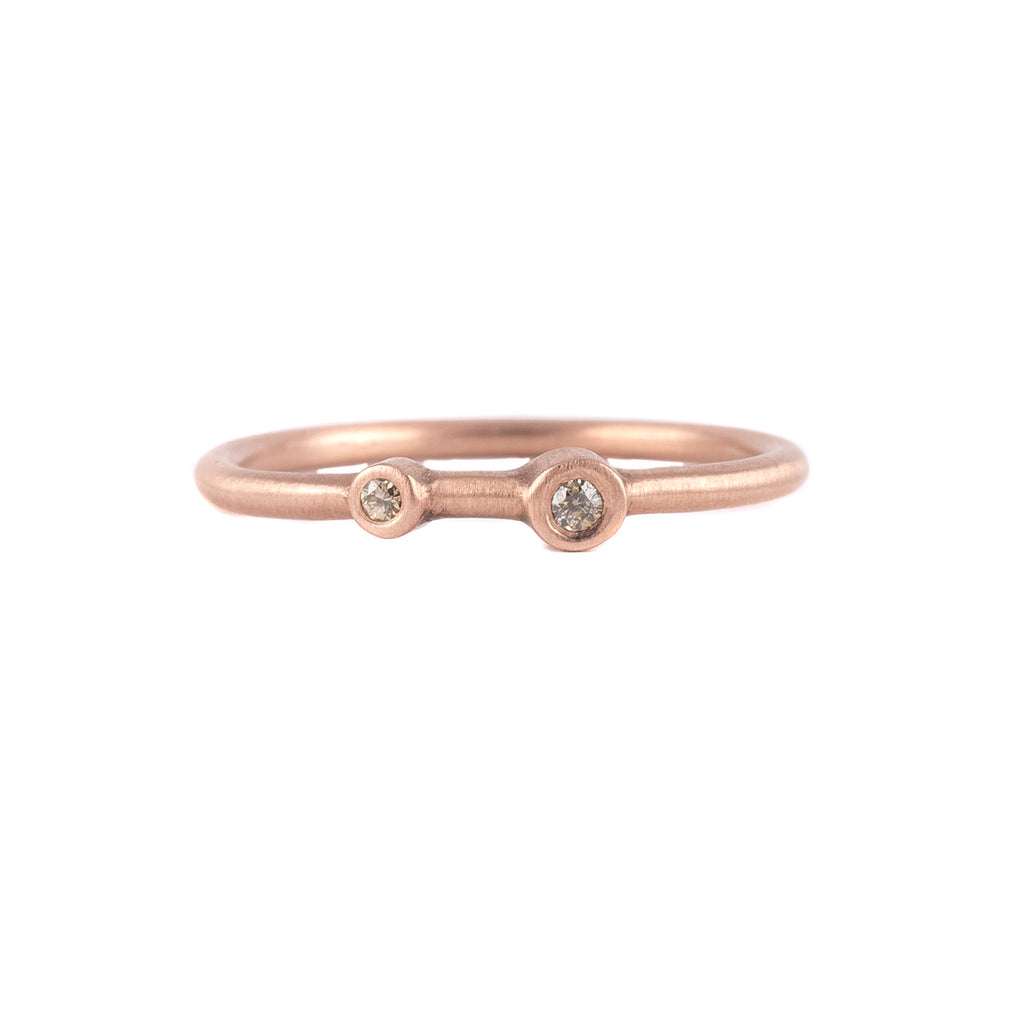 Two diamond stacker ring in 18kt rose gold by Heather Guidero