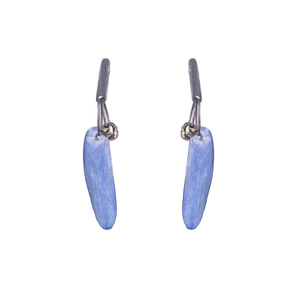 Tangle earrings with kyanite and oxidized sterling silver by Heather Guidero